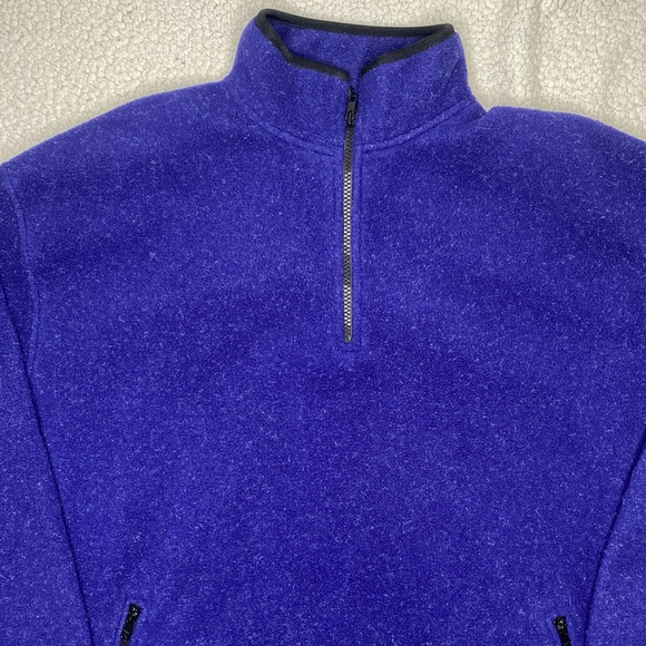 Eddie Bauer Blue Fleece Quarter Zip Pullover: Size Extra Large - Picture 3 of 10